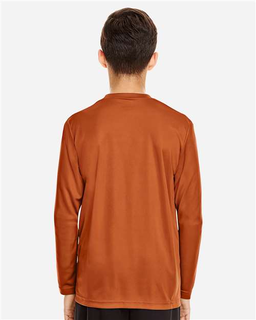 Youth Zone Performance Long Sleeve T-Shirt - OnModelBack - B684D9642 - Sport Burnt Orange