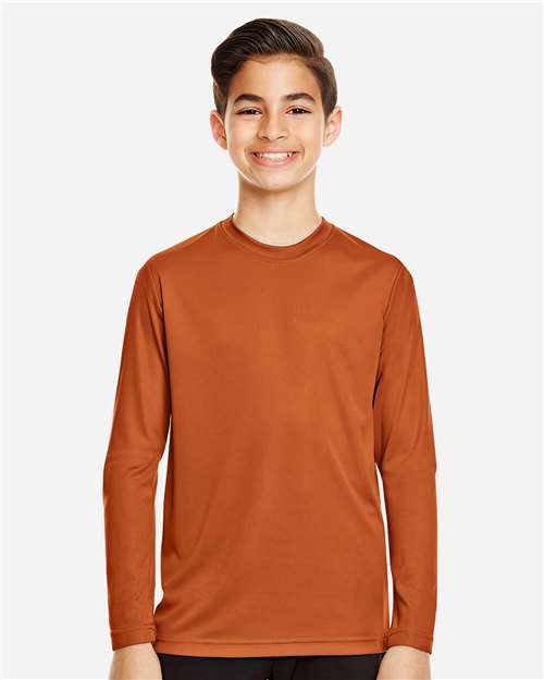 Youth Zone Performance Long Sleeve T-Shirt - OnModelFront - B684D9642 - Sport Burnt Orange