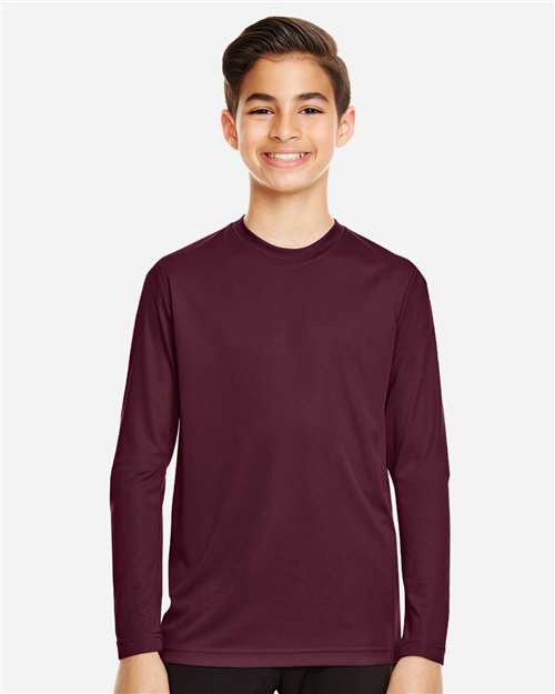 Youth Zone Performance Long Sleeve T-Shirt - OnModelFront - B684D9522 - Sport Dark Maroon