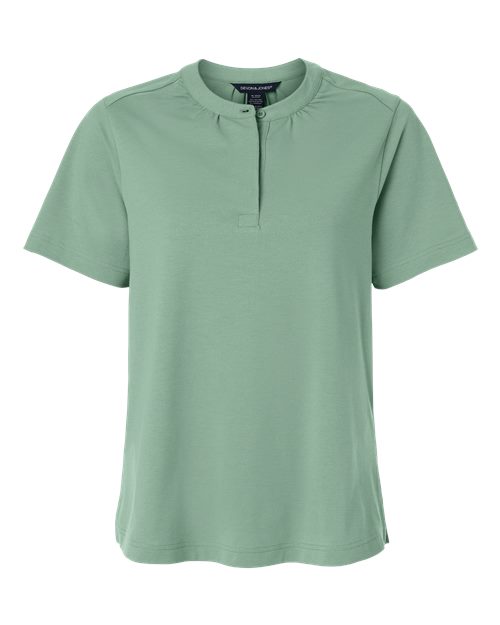 Women's Seaton Pebble Textured Polo - Front - B002B2612 - Balsam Green