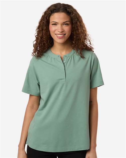Women's Seaton Pebble Textured Polo - OnModelFront - B002B2612 - Balsam Green