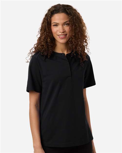 Women's Seaton Pebble Textured Polo - OnModelFront - B002B2502 - Black