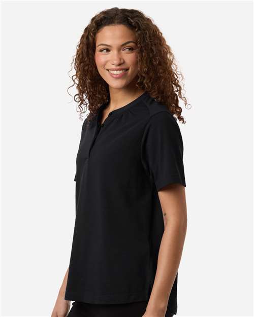 Women's Seaton Pebble Textured Polo - OnModelSide - B002B2502 - Black