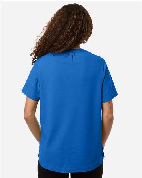Women's Seaton Pebble Textured Polo - OnModelBack - B002B2252 - French Blue