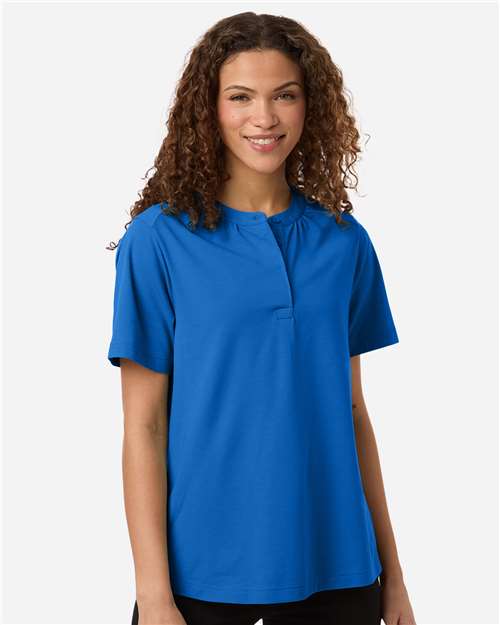 Women's Seaton Pebble Textured Polo - OnModelFront - B002B2252 - French Blue