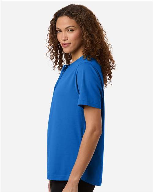 Women's Seaton Pebble Textured Polo - OnModelSide - B002B2252 - French Blue