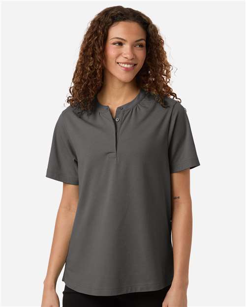 Women's Seaton Pebble Textured Polo - OnModelFront - B002B2132 - Graphite