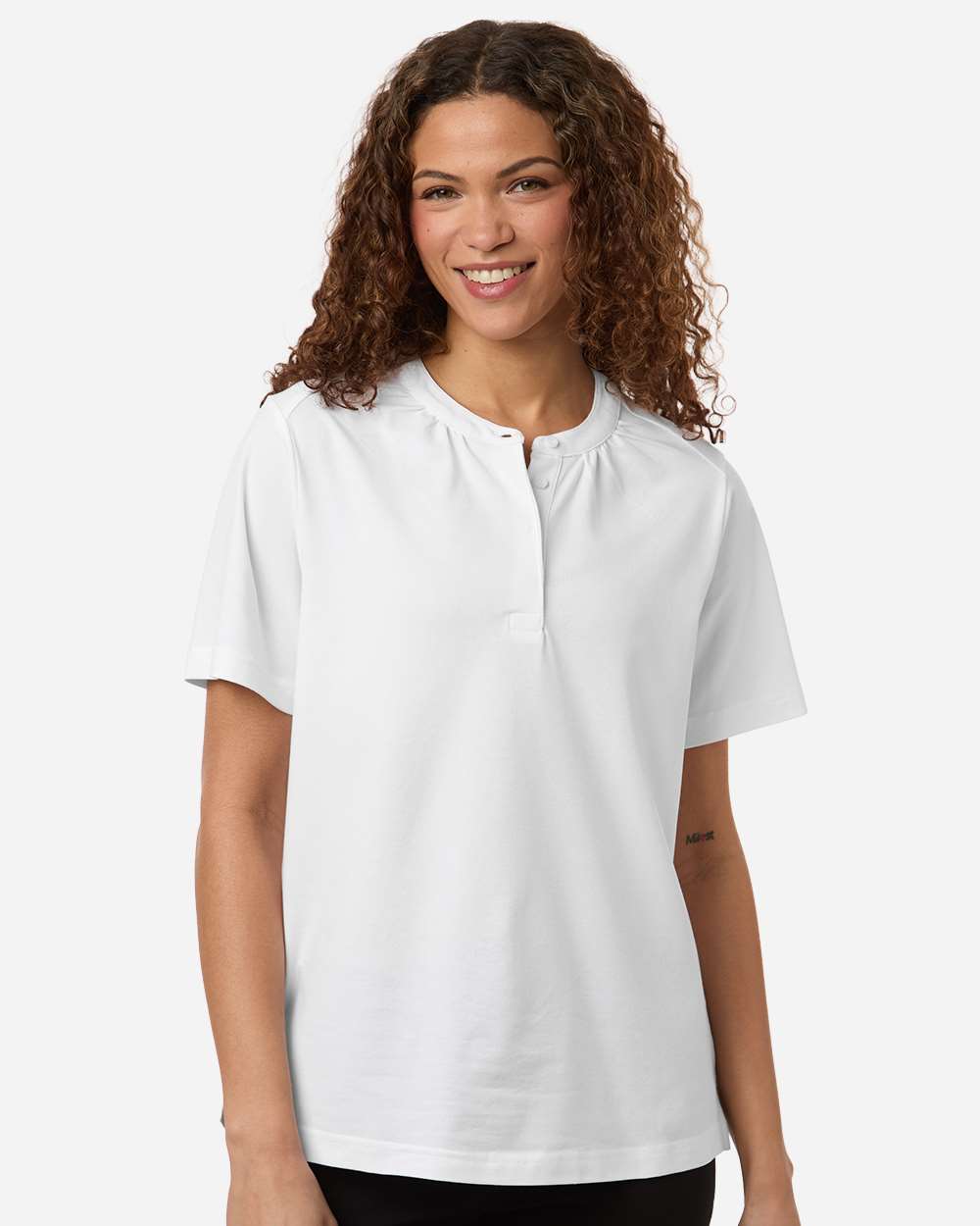 Women's Seaton Pebble Textured Polo - OnModelFront - B002B2002 - White