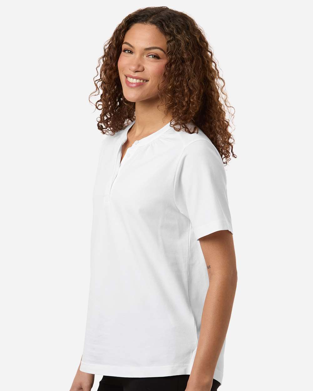 Women's Seaton Pebble Textured Polo - OnModelSide - B002B2002 - White