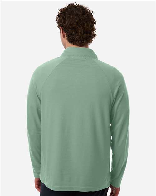 Men's Seaton Pebble Textured Quarter-Zip Pullover - OnModelBack - B003B2613 - Balsam Green