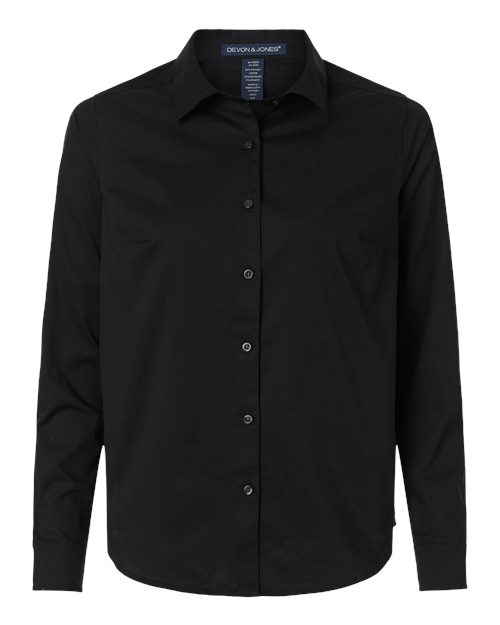 Women's CrownLux Performance® Spencer Poplin Dress Shirt - Front - B670B2502 - Black