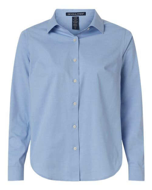 Women's CrownLux Performance® Spencer Poplin Dress Shirt - Front - B670B2262 - Light Blue Melange