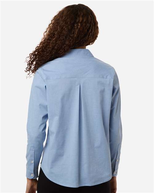 Women's CrownLux Performance® Spencer Poplin Dress Shirt - OnModelBack - B670B2262 - Light Blue Melange
