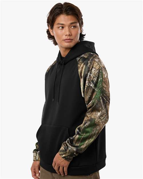 Unisex Realtree® Performance Colorblocked Hooded Sweatshirt - OnModelSide - B03050982 - Camo/ Black