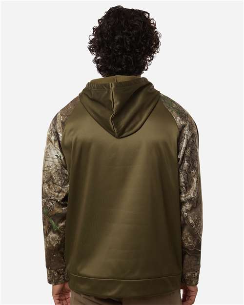Unisex Realtree® Performance Colorblocked Hooded Sweatshirt - OnModelBack - B03050102 - Camo/ Green