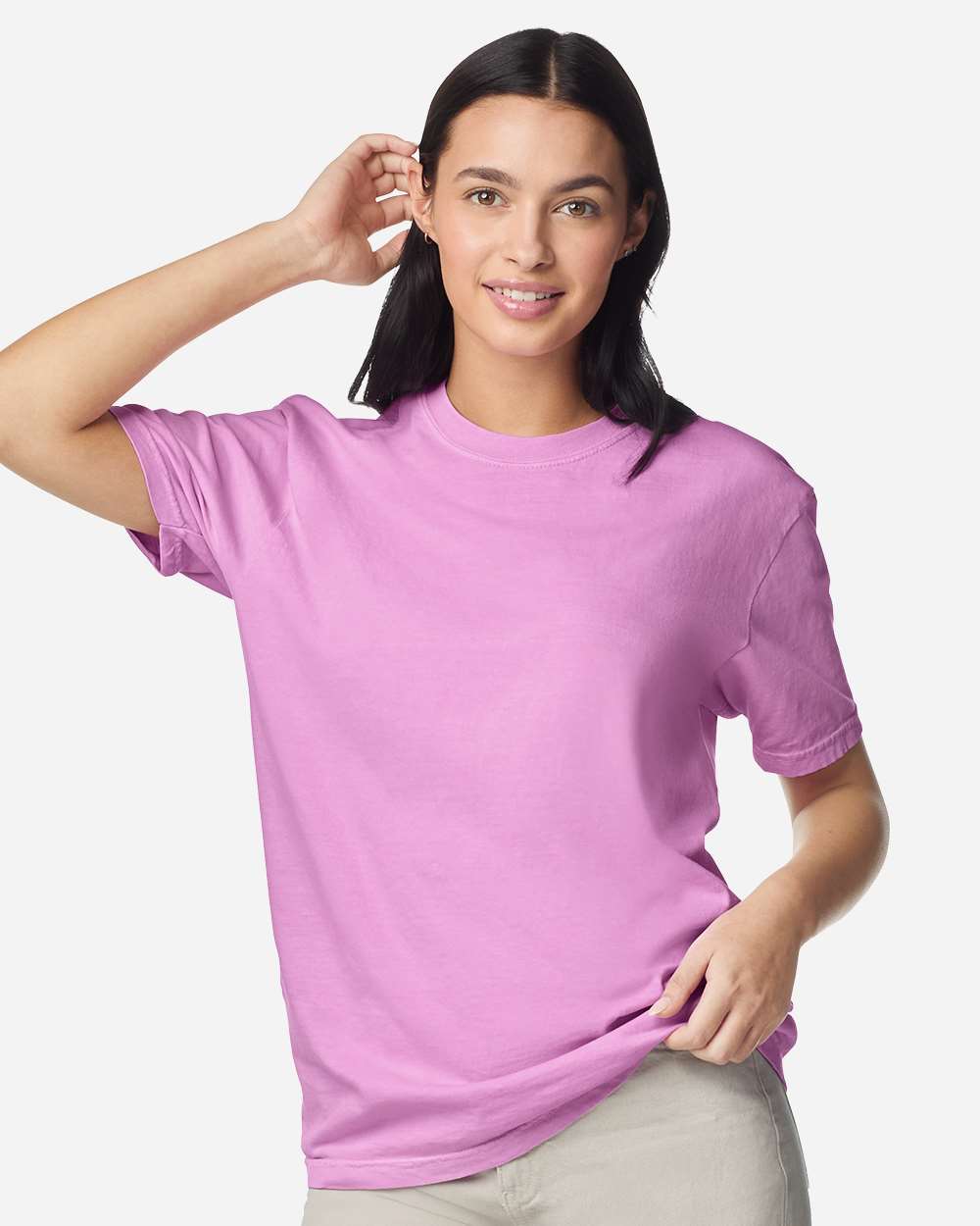 Garment-Dyed Heavyweight T-Shirt - OnModelFront - B00708443 - Rose Quartz