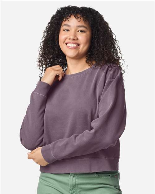Women's Garment-Dyed Mid-Length Crewneck Sweatshirt - OnModelFront - B00408673 - Dusk
