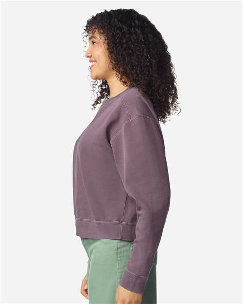 Women's Garment-Dyed Mid-Length Crewneck Sweatshirt - OnModelSide - B00408673 - Dusk