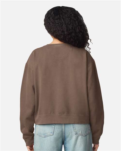 Women's Garment-Dyed Mid-Length Crewneck Sweatshirt - OnModelBack - B00408363 - Espresso