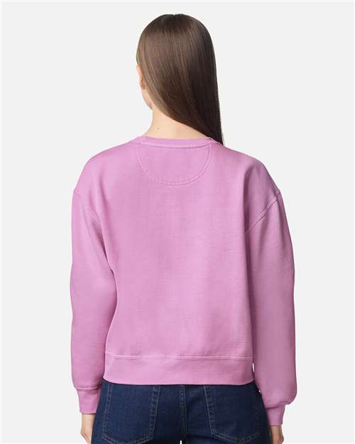Women's Garment-Dyed Mid-Length Crewneck Sweatshirt - OnModelBack - B00408303 - Rose Quartz