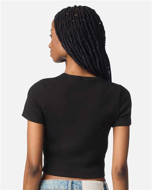 Women's Baby Rib Cropped Tee - OnModelBack - B04127503 - Black