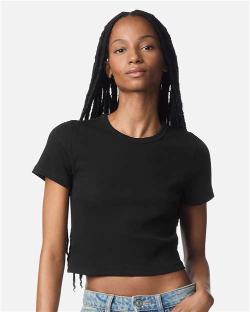 Women's Baby Rib Cropped Tee - OnModelFront - B04127503 - Black