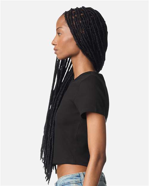 Women's Baby Rib Cropped Tee - OnModelSide - B04127503 - Black