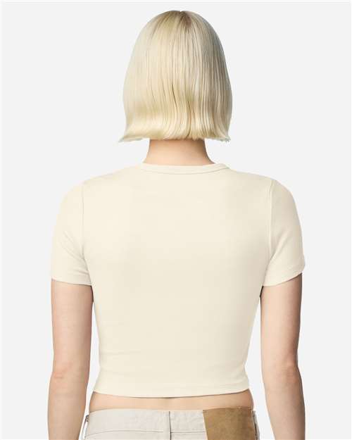 Women's Baby Rib Cropped Tee - OnModelBack - B04127243 - Bone
