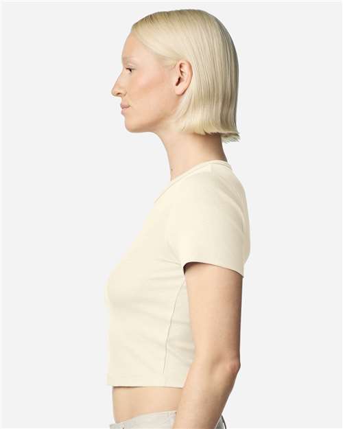 Women's Baby Rib Cropped Tee - OnModelSide - B04127243 - Bone