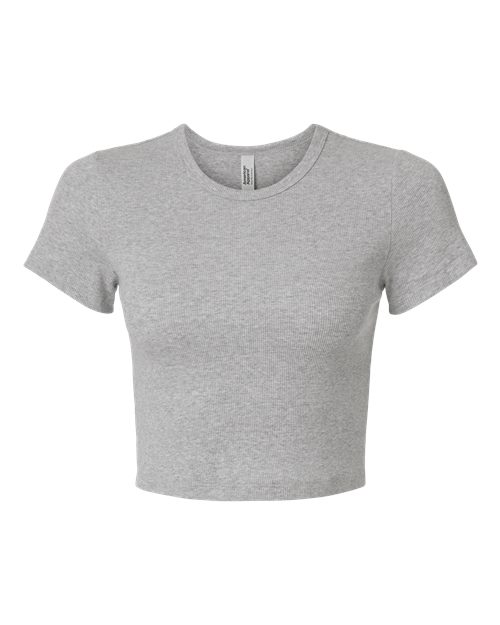 Women's Baby Rib Cropped Tee - Front - B04127093 - Heather Grey