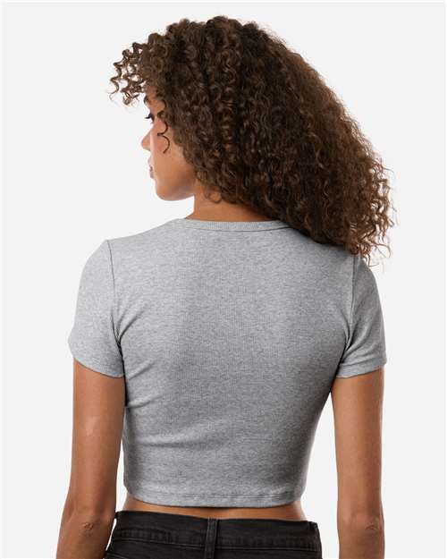 Women's Baby Rib Cropped Tee - OnModelBack - B04127093 - Heather Grey