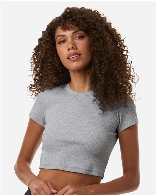 Women's Baby Rib Cropped Tee - OnModelFront - B04127093 - Heather Grey