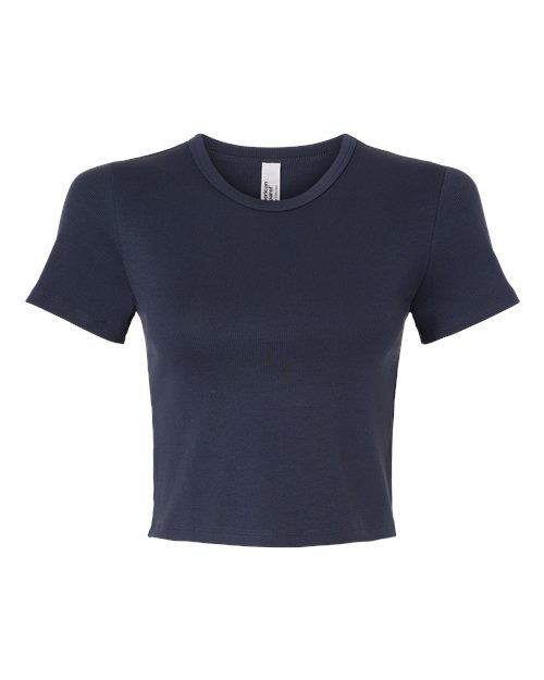 Women's Baby Rib Cropped Tee - Front - B04127653 - Navy