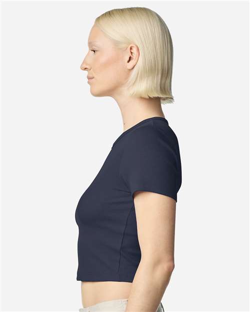 Women's Baby Rib Cropped Tee - OnModelSide - B04127653 - Navy