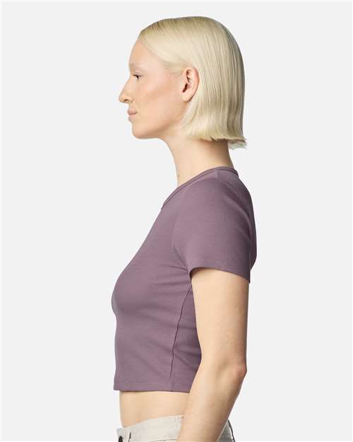 Women's Baby Rib Cropped Tee - OnModelSide - B04127673 - Smokey Violet