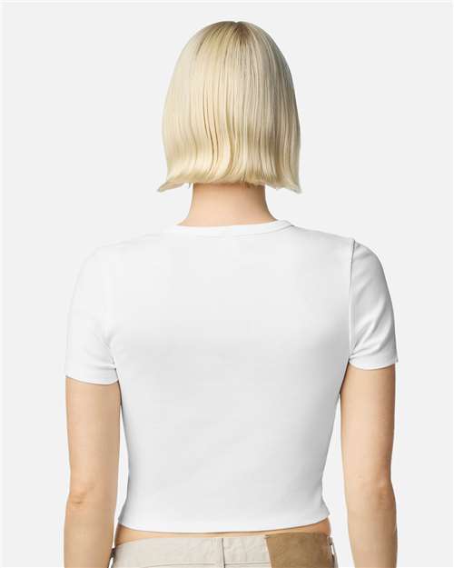 Women's Baby Rib Cropped Tee - OnModelBack - B04127003 - White