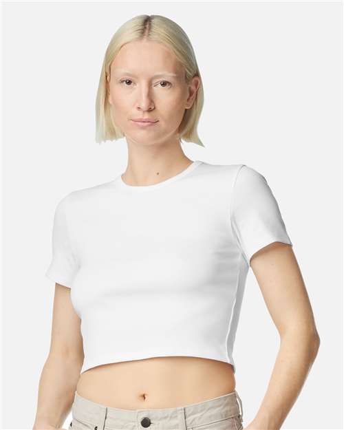 Women's Baby Rib Cropped Tee - OnModelFront - B04127003 - White