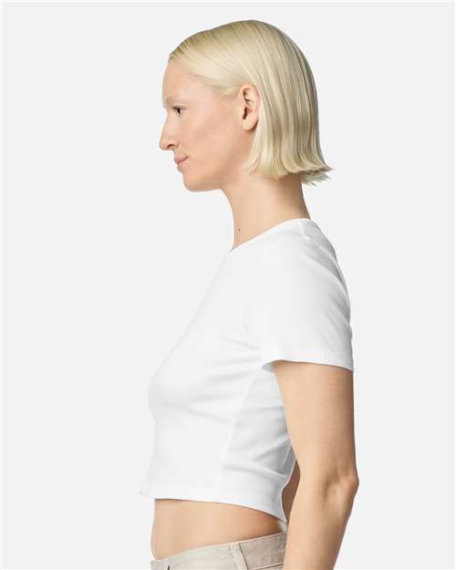 Women's Baby Rib Cropped Tee - OnModelSide - B04127003 - White