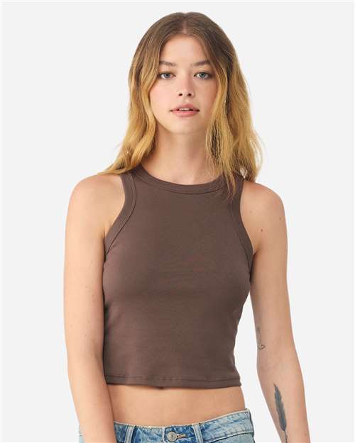 Women's Micro Rib Racer Tank - OnModelFront - B04006602 - Solid Cocoa Blend