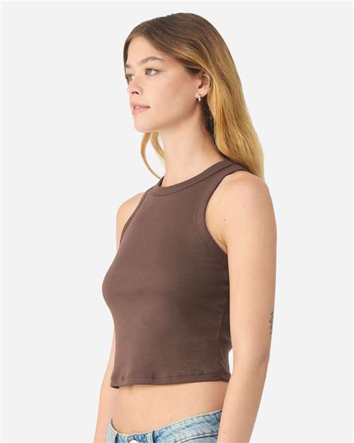 Women's Micro Rib Racer Tank - OnModelSide - B04006602 - Solid Cocoa Blend