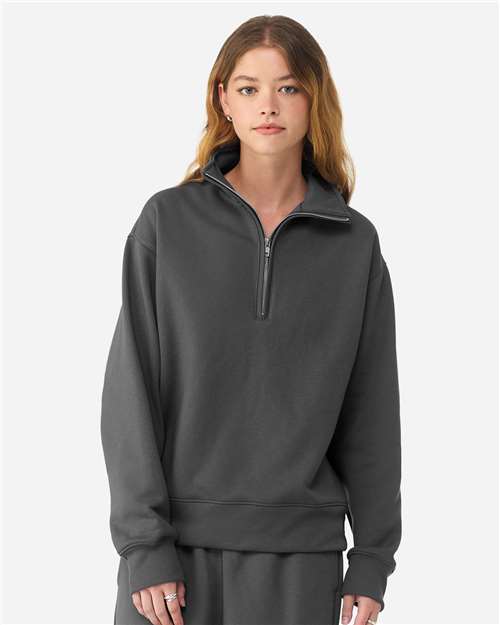 Unisex 10 oz Quarter-Zip Pullover Sweatshirt - OnModelFront - B08706122 - Asphalt