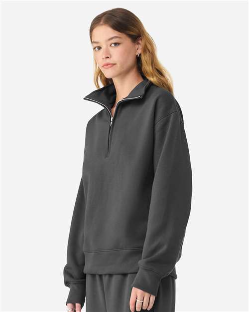 Unisex 10 oz Quarter-Zip Pullover Sweatshirt - OnModelSide - B08706122 - Asphalt