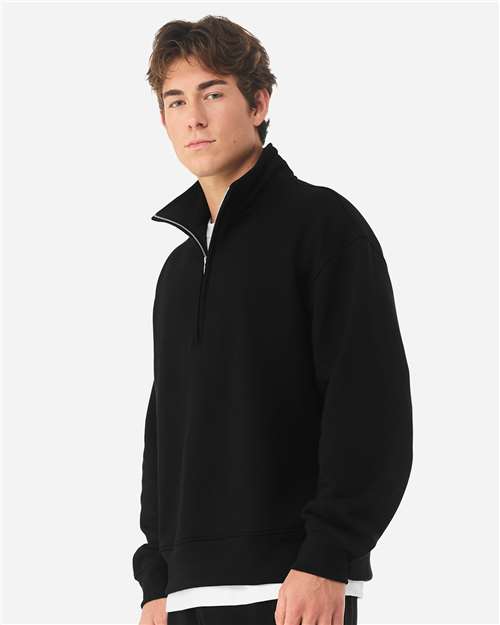 Unisex 10 oz Quarter-Zip Pullover Sweatshirt - OnModelSide - B08706502 - Black