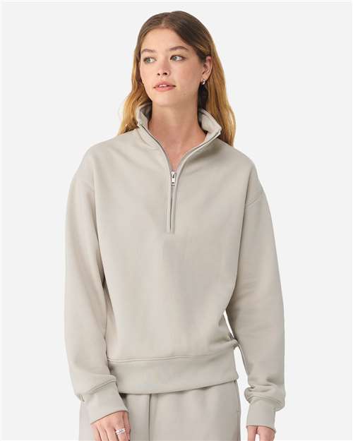 Unisex 10 oz Quarter-Zip Pullover Sweatshirt - OnModelFront - B08706892 - Dust