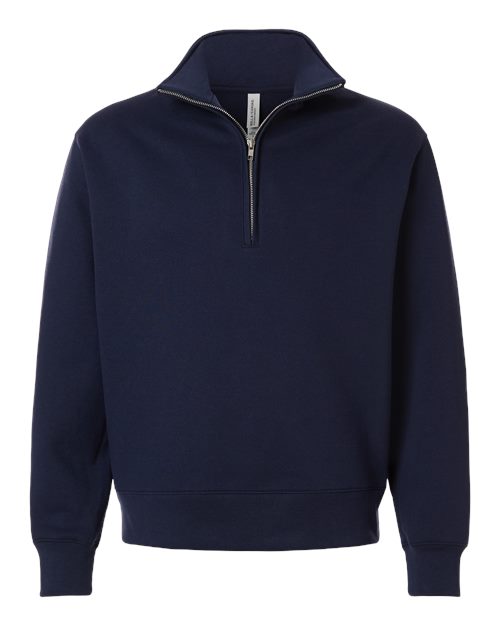 Unisex 10 oz Quarter-Zip Pullover Sweatshirt - Front - B08706652 - Navy