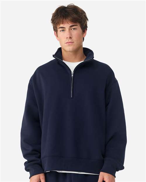 Unisex 10 oz Quarter-Zip Pullover Sweatshirt - OnModelFront - B08706652 - Navy