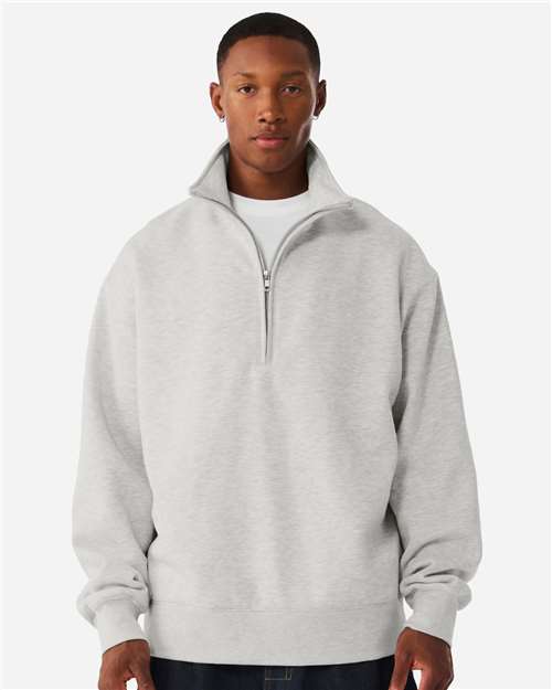 Unisex 10 oz Quarter-Zip Pullover Sweatshirt - OnModelFront - B08706092 - Vintage Heather Grey
