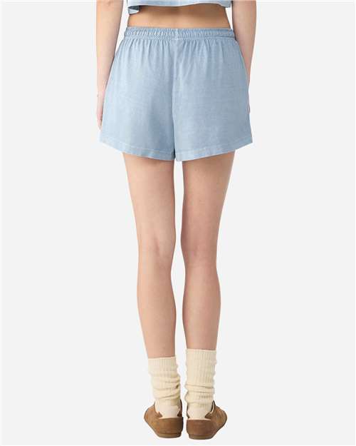 Women's Garment-Dyed Shorts - OnModelBack - B09106253 - Light Washed Denim