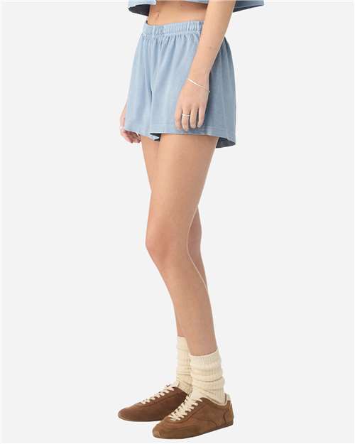 Women's Garment-Dyed Shorts - OnModelSide - B09106253 - Light Washed Denim