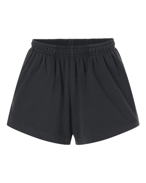 Women's Garment-Dyed Shorts - Front - B09106503 - Washed Black